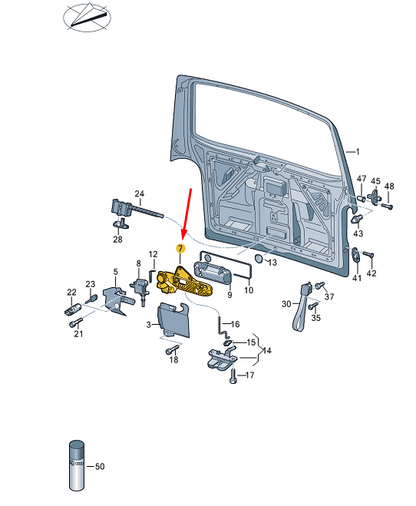 NEW VW TRANSPORTER VI T6 REAR LID HANDLE REINFORCEMENT BAR 7E0827526A ORIGINAL