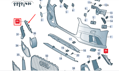 NEW AUDI RS6 AVANT FRONT BUMPER LEFT SIDE GRILLE TRIM 4G0807679T94 ORIGINAL