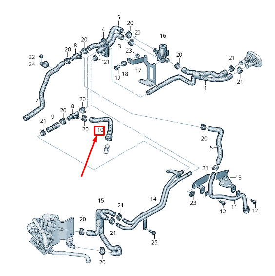 NEW AUDI Q5 8R AUXILIARY HEATER COOLANT HOSE 8R0265344M ORIGINAL