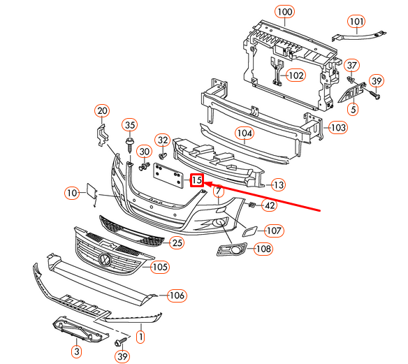 NEW VOLKSWAGEN TIGUAN MK1 FRONT LICENCE PLATE HOLDER 5N08072879B9 ORIGINAL
