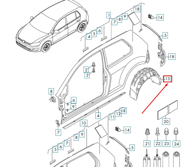 NEW VOLKSWAGEN GOLF 5G MK7 REAR LEFT INNER FENDER LINER 5G0810971E ORIGINAL