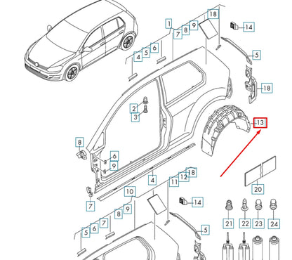 NEW VOLKSWAGEN GOLF 5G MK7 REAR LEFT INNER FENDER LINER 5G0810971E ORIGINAL