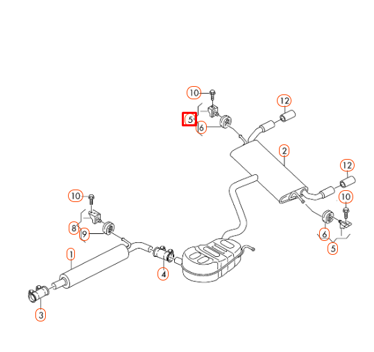 NEW AUDI A3 8V REAR EXHAUST SYSTEM RETAINER 5Q0253144E ORIGINAL