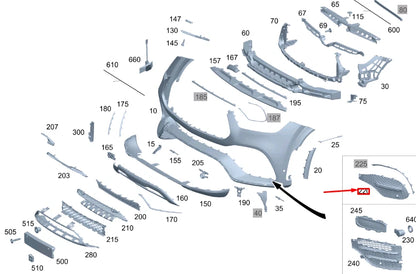NEW MERCEDES-BENZ GLE W167 FRONT BUMPER LOWER RIGHT GRILLE A1678858802