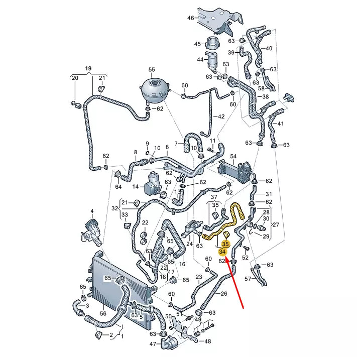 NEW VW TRANSPORTER VI T6 COOLANT HOSE 7E0121157