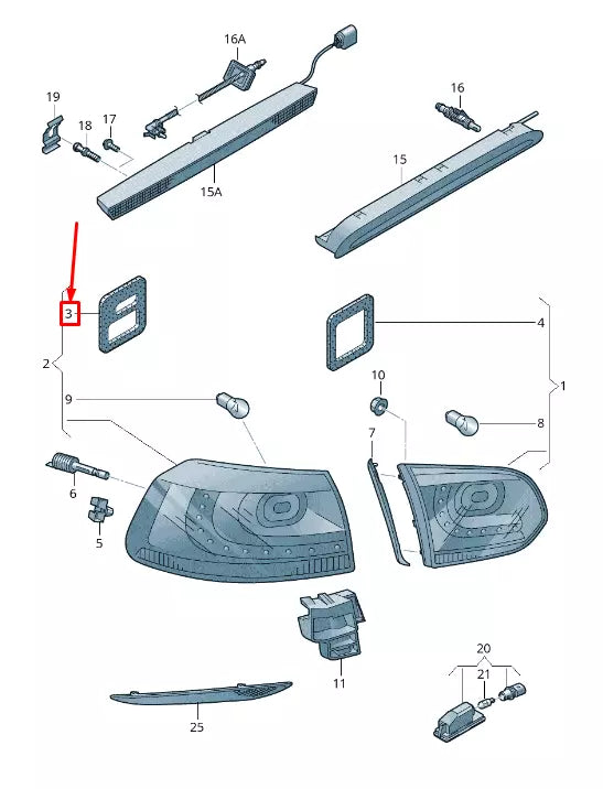 NEW VW GOLF VI 5K MK6 REAR LEFT OUTER TAILLIGHT GASKET 5K0945191B ORIGINAL