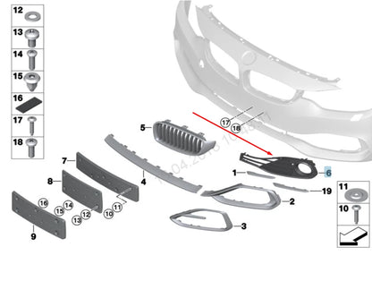 NEW BMW 4 F32 LEFT FOG LIGHT LUXURY LINE GRILLE 51117309623 7309623 2016