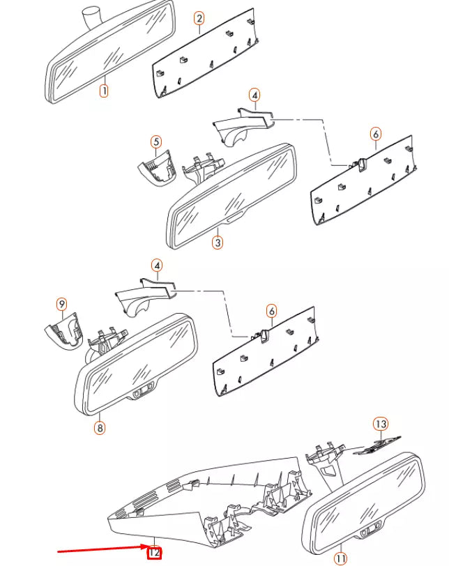 NEW VW GOLF MK7INTERIOR REAR VIEW MIRROR COVER 5G086843782V ORIGINAL
