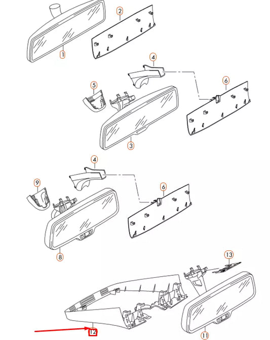 NEW VW GOLF MK7INTERIOR REAR VIEW MIRROR COVER 5G086843782V ORIGINAL