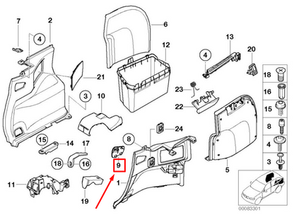 new bmw x3 e83 rear left tie down hook 51478262249 8262249 original