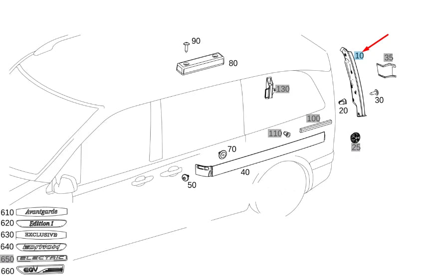 NEW MERCEDES-BENZ VITO W447 REAR PANEL AREA LEFT TRIM A44769415009051 ORIGINAL