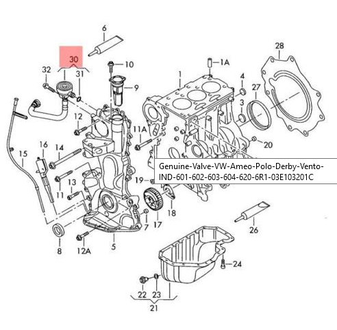NEW VOLKSWAGEN POLO 6R TIMING CASE VALVE 1.2 PETROL 03E103201C ORIGINAL