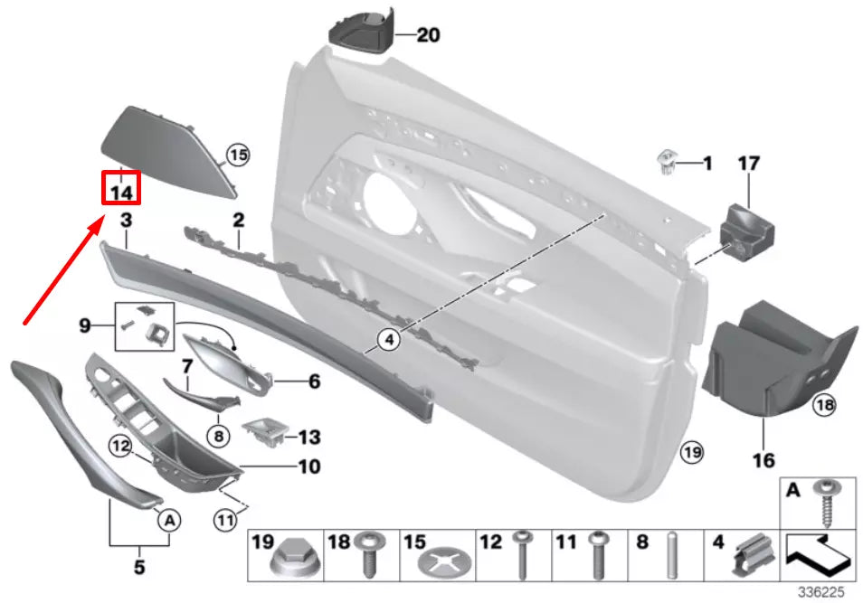 NEW BMW 5 F10 FRONT LEFT DOOR LOUDSPEAKER COVER 7318809 51417318809 ORIGINAL