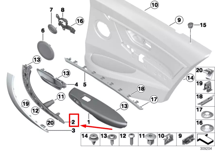 NEW BMW 3 F30 REAR LEFT INTERIOR DOOR PULL HANDLE 7281469 51427281469 ORIGINAL
