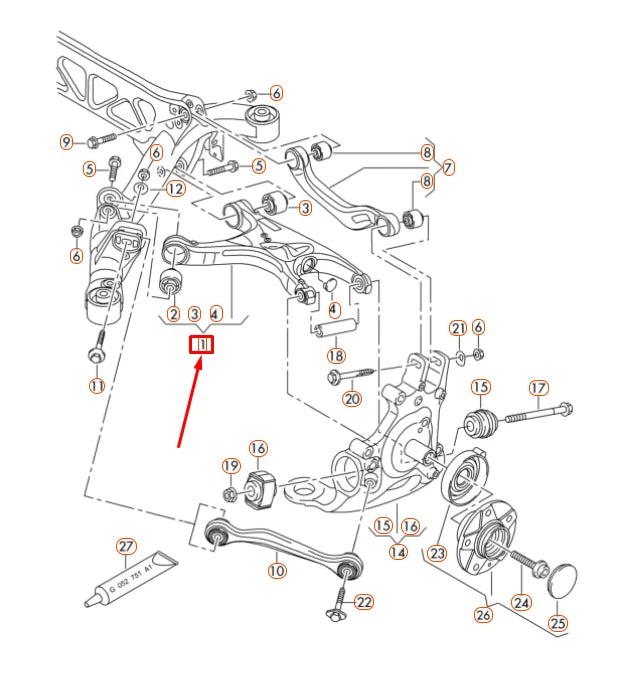 NEW AUDI A4 B8 REAR RIGHT CONTROL ARM 8K0505312J ORIGINAL