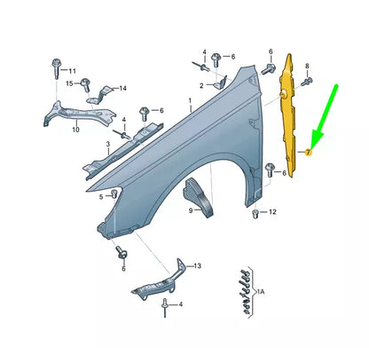 NEW AUDI A3 8V FRONT LEFT FENDER CLOSING ELEMENT 8V0821111CSP9