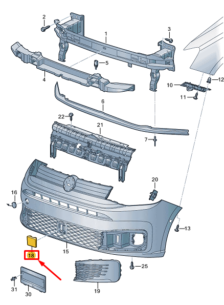 new vw caddy sb mk4 front bumper distronic sensor cap 2k7807631c original
