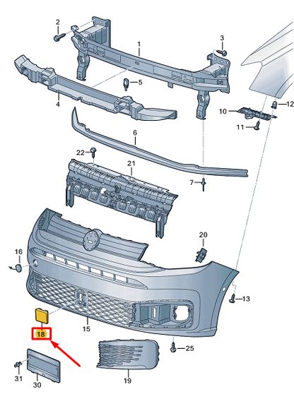 new vw caddy sb mk4 front bumper distronic sensor cap 2k7807631c original