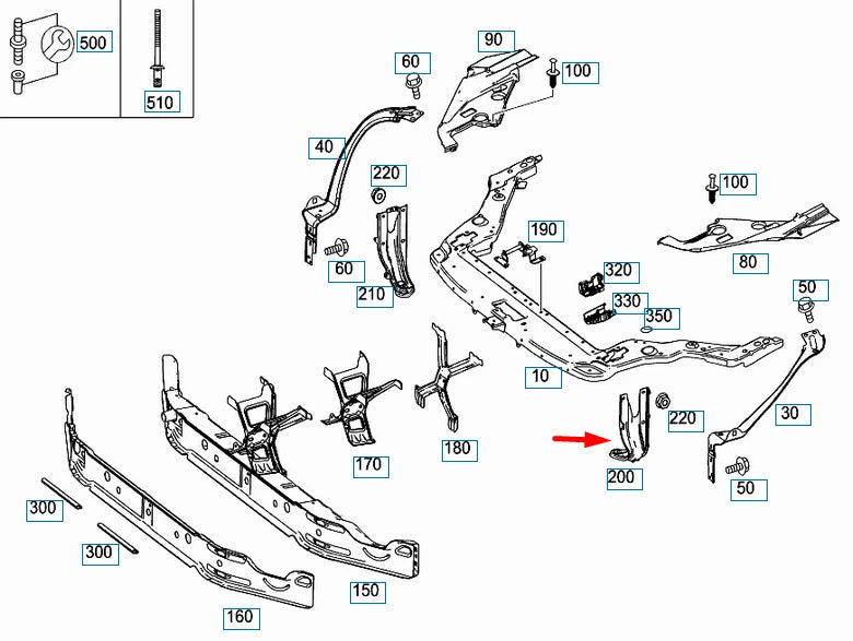 NEW MERCEDES-BENZ SLK R172 LEFT RADIATOR BRACKET A1726260331 ORIGINAL