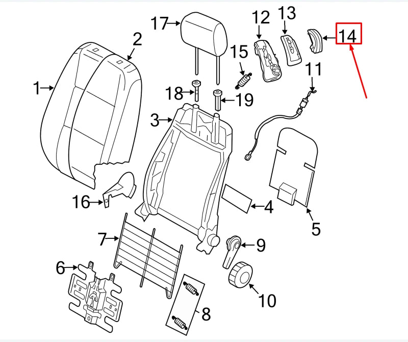 NEW VW GOLF VI 5K MK6 FRONT RIGHT SEAT BACKREST HANDLE 1K3881634A82V ORIGINAL