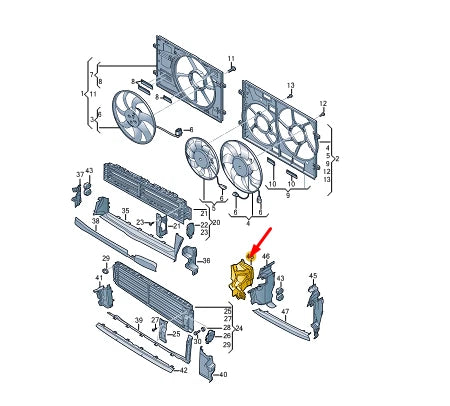 NEW AUDI A3 SPORTBACK 8YA RADIATOR RIGHT AIR GUIDE DUCT 8Y0121674D ORIGINAL