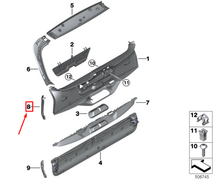 new bmw x7 g07 left tailgate trim 51497469237 original