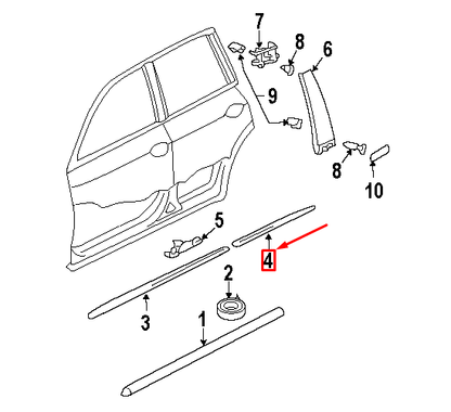 new volkswagen touareg 7l rear left sill trim strip 7l0853539b9b9 original