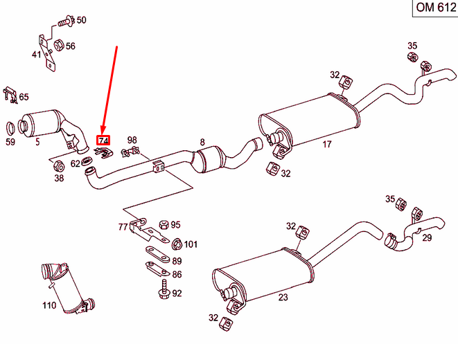 NEW MERCEDES-BENZ ML W163 EXHAUST SYSTEM CLAMP SPRING A0009932515 ORIGINAL