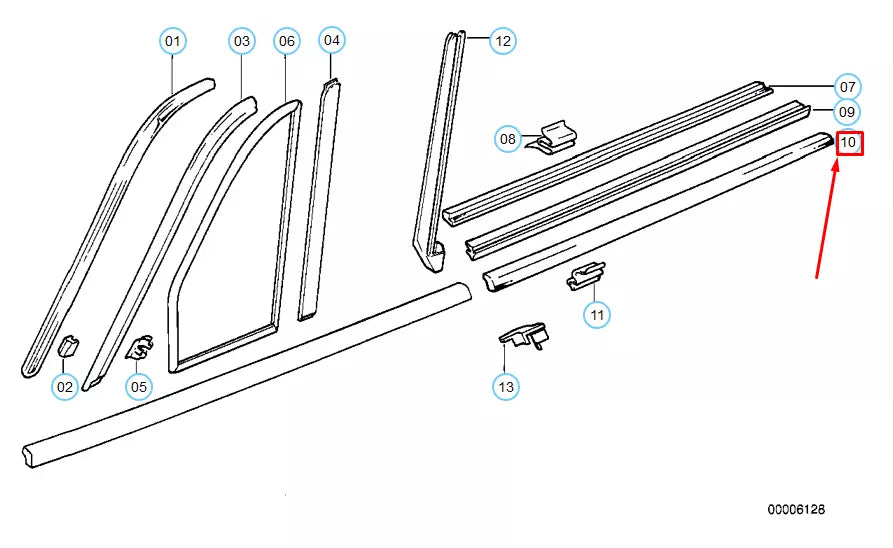 NEW BMW 3 CONVERTIBLE E30 RIGHT SIDE WINDOW MOLDING 51131961794 ORIGINAL