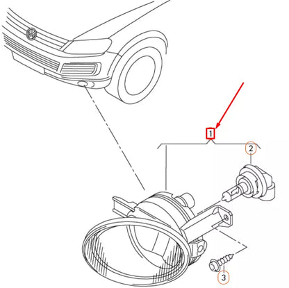 NEW VOLKSWAGEN TOUAREG 7P MK2 FRONT RIGHT SIDE FOG LIGHT 7P6941700F ORIGINAL