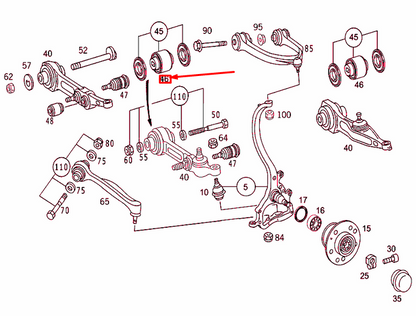 NEW MERCEDES-BENZ S W220 FRONT SPRING CONTROL ARM BEARING A2203333114 ORIGINAL