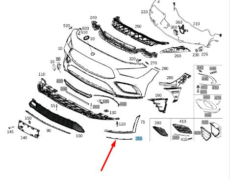NEW MB CLA COUPE C118 FRONT BUMPER AREA RIGHT TRIM A1188855401 ORIGINAL