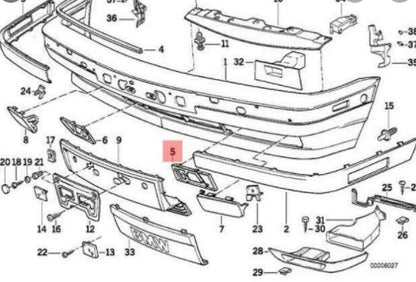 NEW BMW 5 E34 FRONT BUMPER TRIM LOUVRED COVER LEFT 51118168917 ORIGINAL