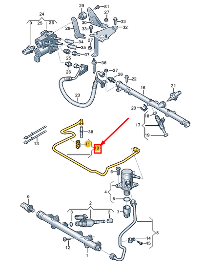 new vw golf cd mk8 fuel feed hose 05e133723ag original