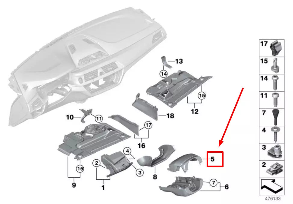 NEW BMW 5 G30 STEERING COLUMN COVER 6805426 51456805426 ORIGINAL