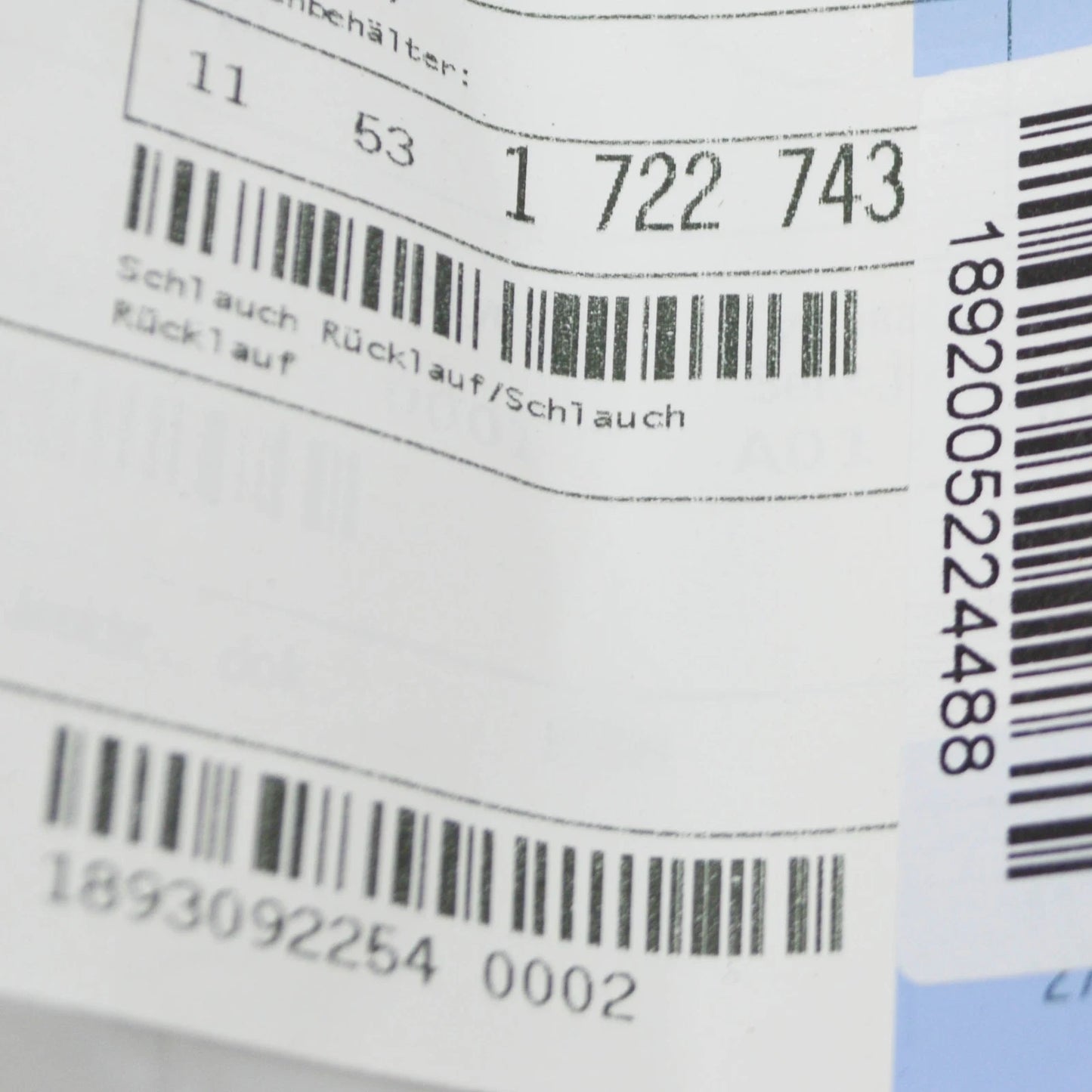 NEW BMW 3 E30 COOLANT HOSES PIPES 11531722743 1722743 1990 ORIGINAL