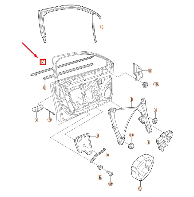 NEW VW JETTA A6 FRONT LEFT DOOR WINDOW APERTURE SEAL OUTER 5C6837477B5AP