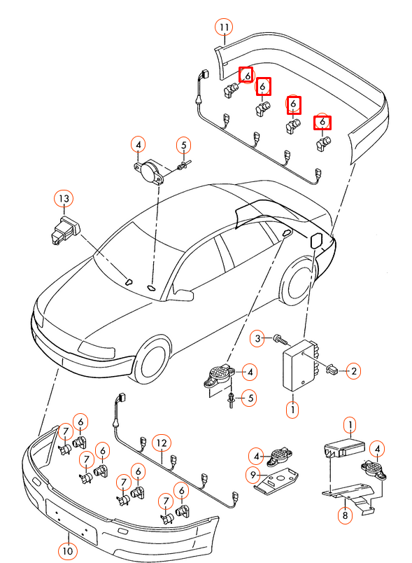 new audi a4 b7 rear parking sensor 2007 7h0919275dgru original