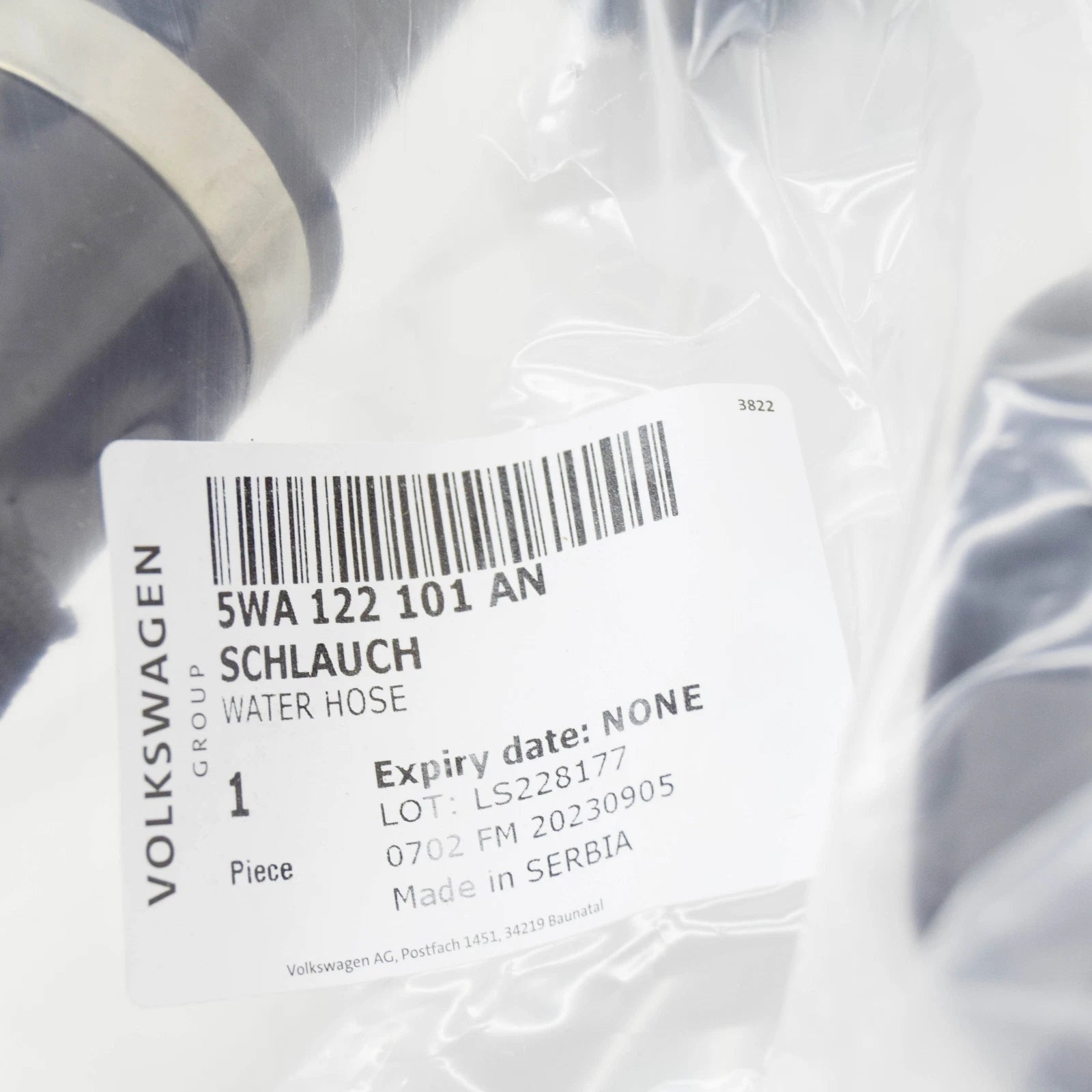 NEW VW GOLF CD MK8 COOLANT HOSE WITH QUICK RELEASE COUPLING 5WA122101AN ORIGINAL