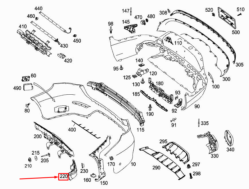 new mercedes-benz glc coupe c253 rear left bumper bracket a2538801103 original