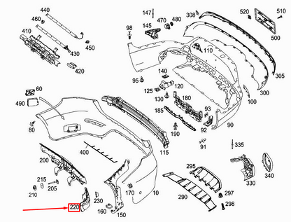 new mercedes-benz glc coupe c253 rear left bumper bracket a2538801103 original
