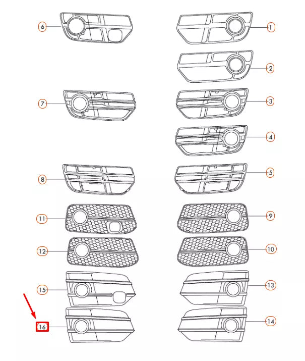 NEW AUDI Q5 8R FRONT BUMPER RIGHT FOG LIGHT GRILLE 8R0807682G01C ORIGINAL