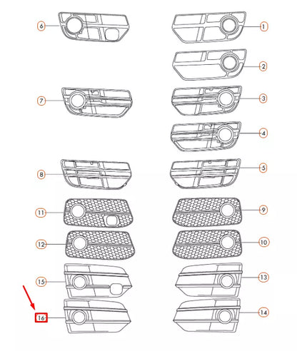 NEW AUDI Q5 8R FRONT BUMPER RIGHT FOG LIGHT GRILLE 8R0807682G01C ORIGINAL