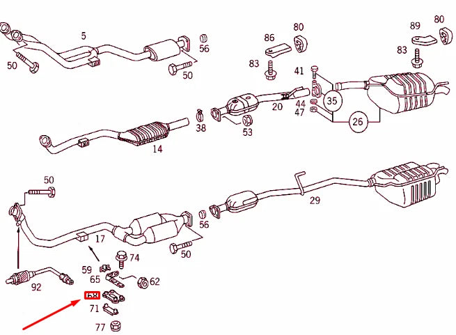 NEW MERCEDES-BENZ C W202 FRONT EXHAUST PIPE RUBBER PAD A2024920718 ORIGINAL