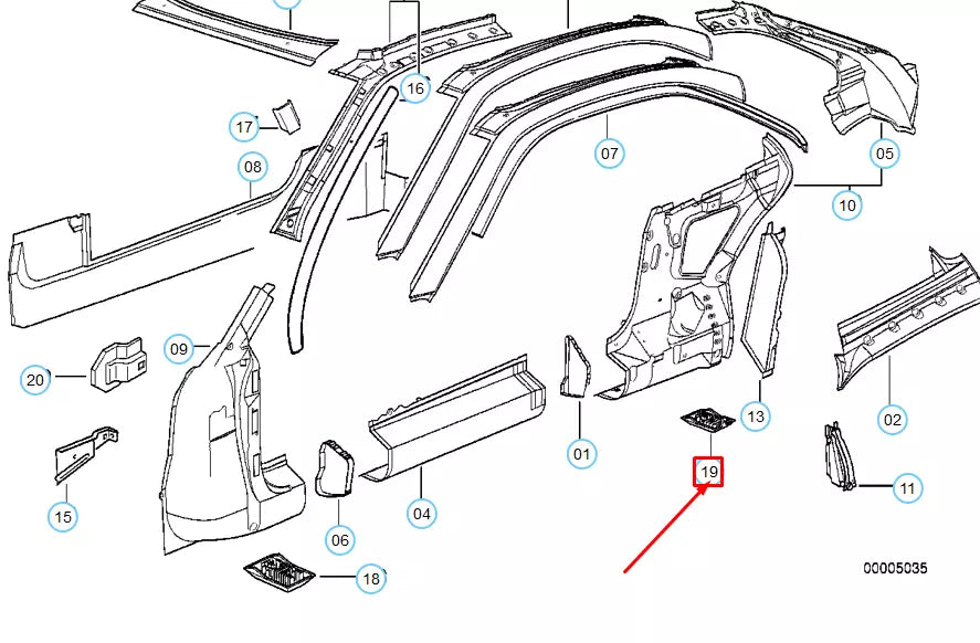 NEW BMW 8 E31 REAR BODY SIDE FRAME SUPPORT LIFTING PLATFORM 51718108302 ORIGINAL