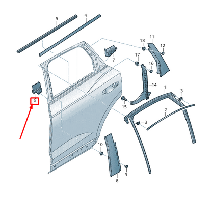 new audi q3 f3 rear left door applique seal 83a867415 original