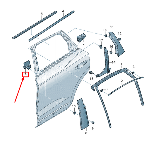 new audi q3 f3 rear left door applique seal 83a867415 original