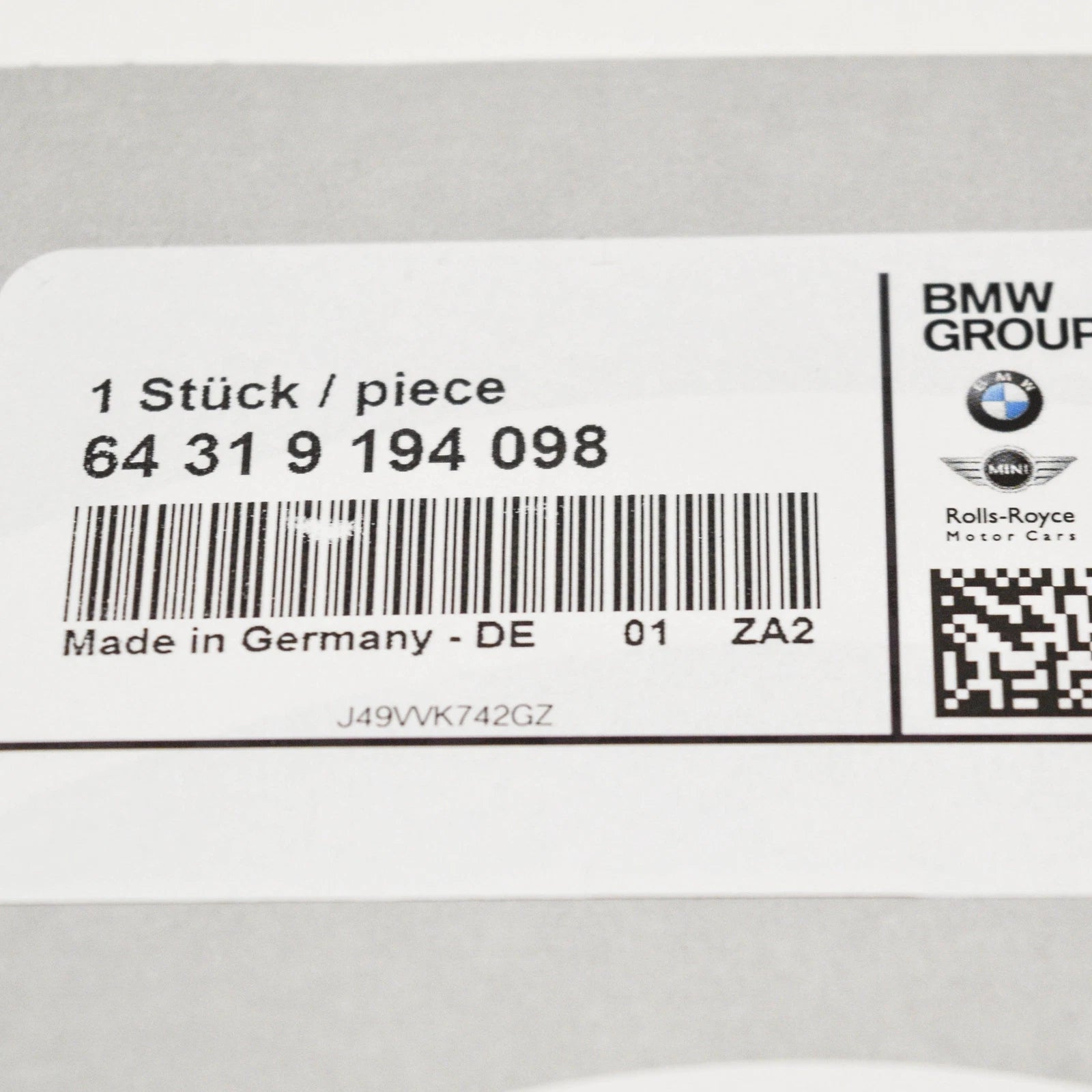NEW BMW X5 E70 RECIRCULATION AIR FILTER 64319194098 9194098 ORIGINAL
