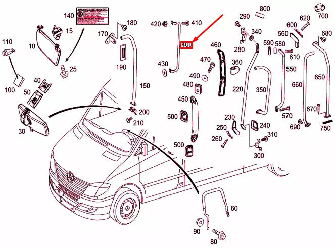 NEW MERCEDES-BENZ SPRINTER 906 B-PILLAR HANDLE A9068150236
