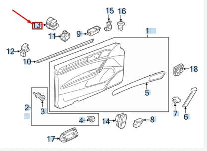 NEW VW GOLF MK7 FRONT LEFT DOOR WINDOW SWITCH LHD 5G0959857EWZU ORIGINAL